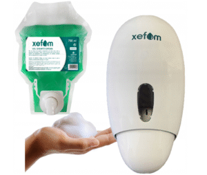 Dozownik mydła w piance ścienny + kompatybilny żel w piance